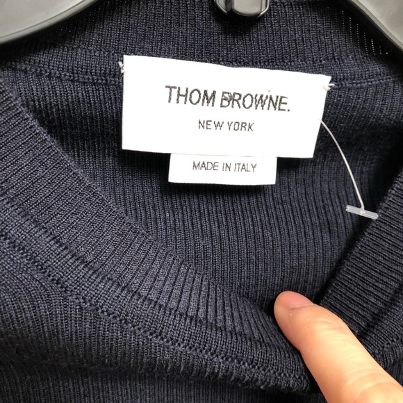$850 Thom browne ribbed wool blend sweater with Web trim size 36 - Picture 4 of 9
